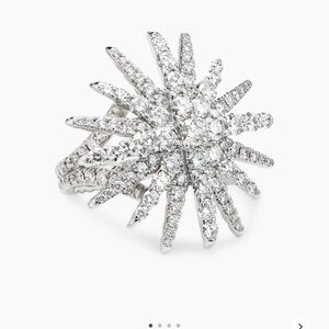 David yurman diamond and white gold starburst ring size 7